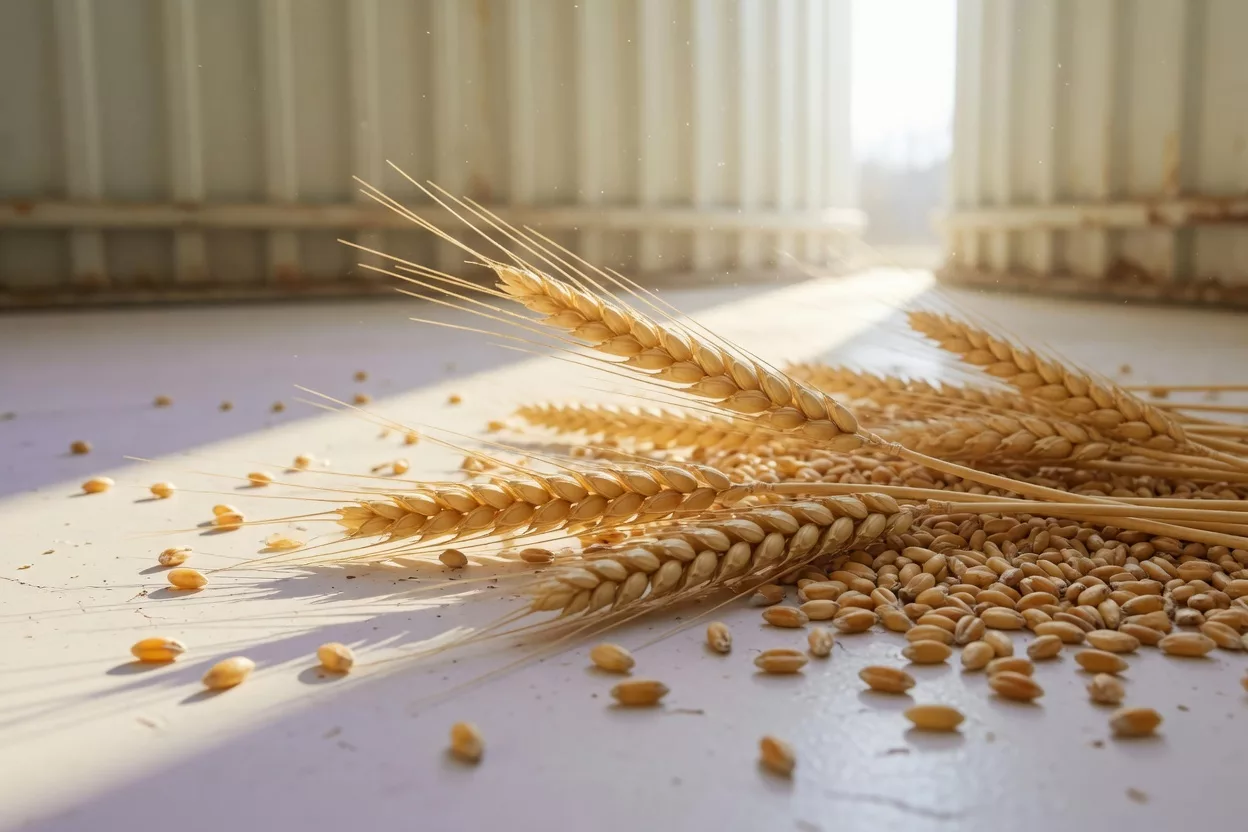 Épis et grains de blé dans un silo